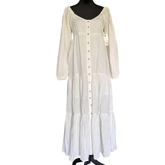 Billabong | Tops | Nwt Billabong White Starry Skies Boho Tiered Button  Front Cotton Maxi Dress S | Poshmark